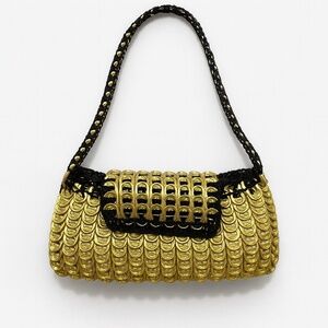 Handmade Gold Black Pop Tab Crochet Shoulder Bag Y2K Disco OS